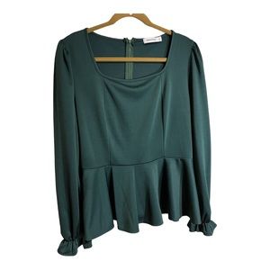 Jasambac Womens Emerald Green Peplum Top